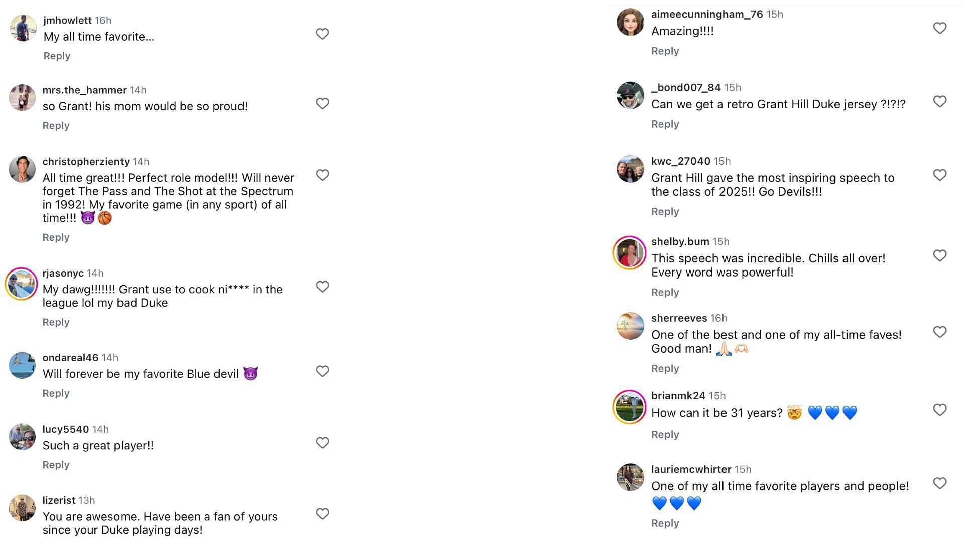 Duke fans hail legend Grant Hill as he makes heartfelt commencement speech - Image source: Instagram/dukembb